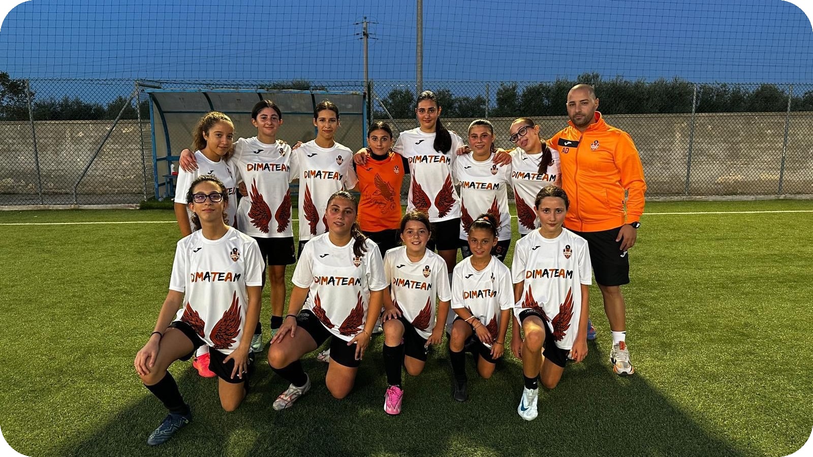 Ragazze Dimateam riunite prima della gara